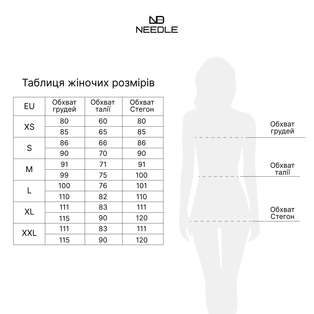 Таблиця жіночих розмірів Needle